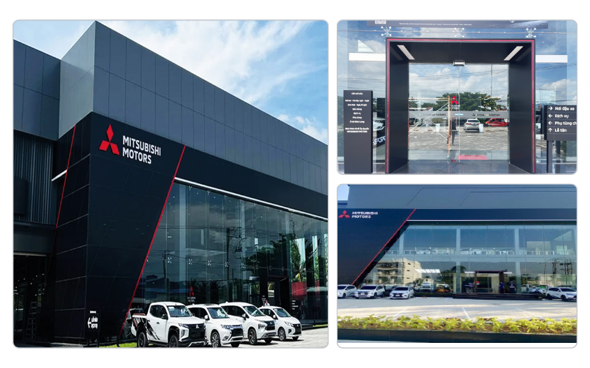 Chuỗi Showroom Mitsubishi lắp cửa trượt tự động Nabco