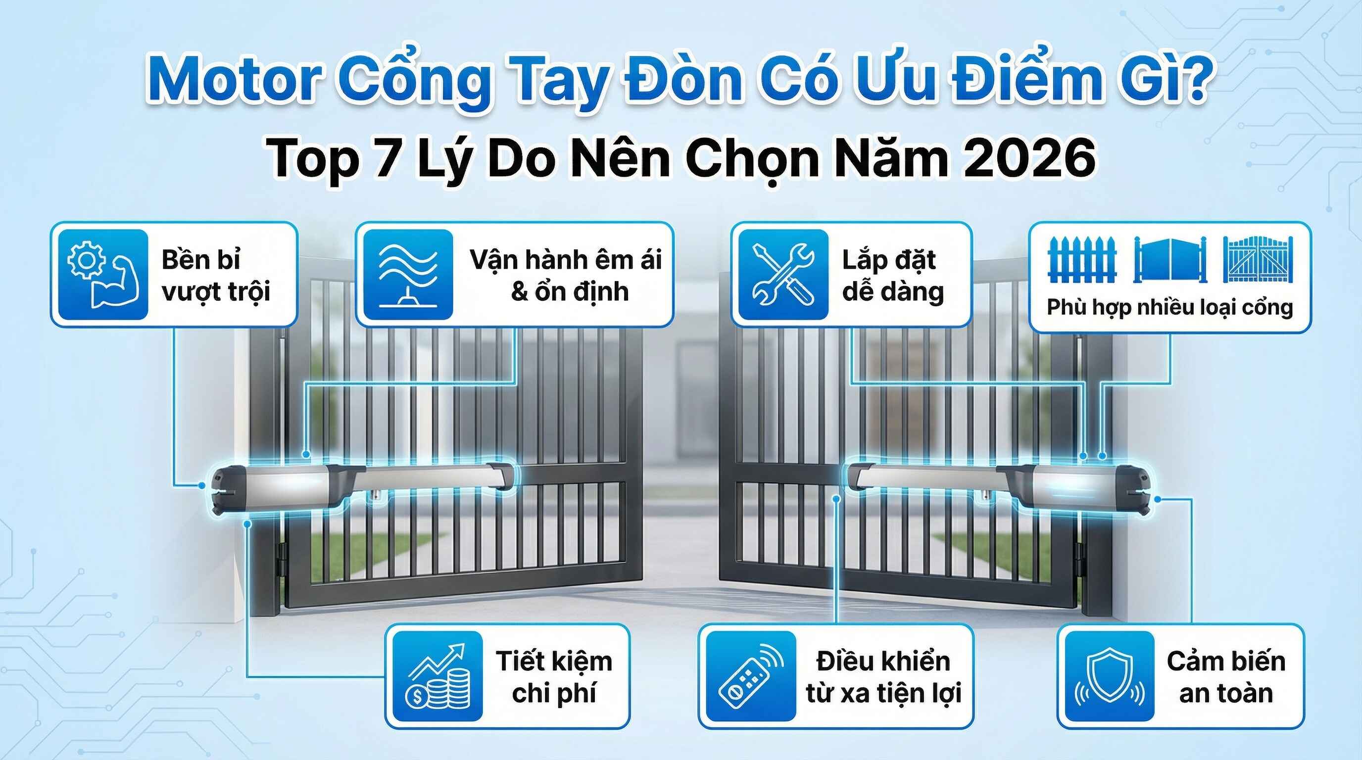 Motor Cổng Tay Đòn Có Ưu Điểm Gì? 7 Lý Do Nên Chọn