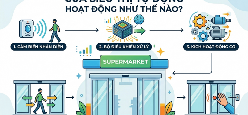 Cửa Siêu Thị Tự Động Hoạt Động Như Thế Nào?
