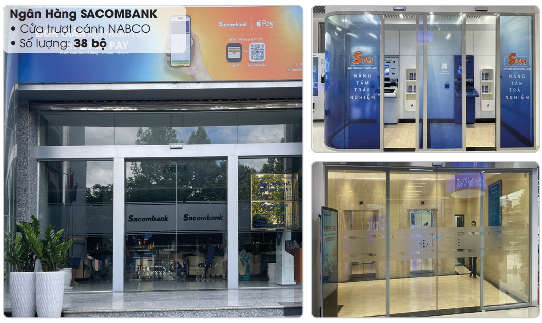 Ngân hàng Sacombank – Triển khai 38 bộ cửa trượt tự động