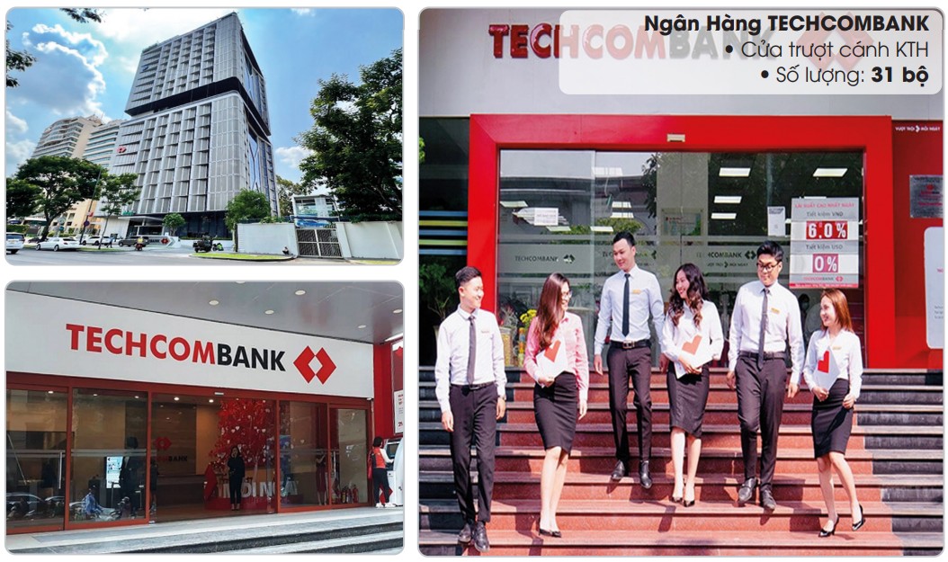Techcombank – Lắp đặt 31 bộ cửa trượt tự động
