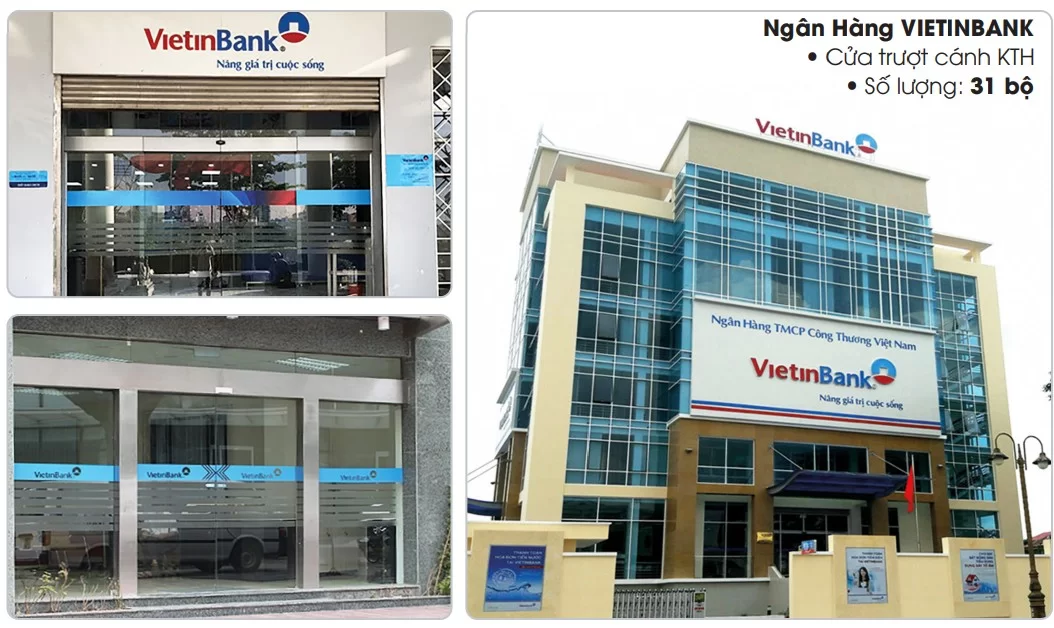 Dự án VietinBank sử dụng 31 bộ cửa trượt tự động KTH do Bảo Phúc triển khai là minh chứng rõ nét cho năng lực thi công hệ thống cửa tự động tại các công trình tài chính – ngân hàng yêu cầu cao về an ninh, độ ổn định và tính thẩm mỹ.