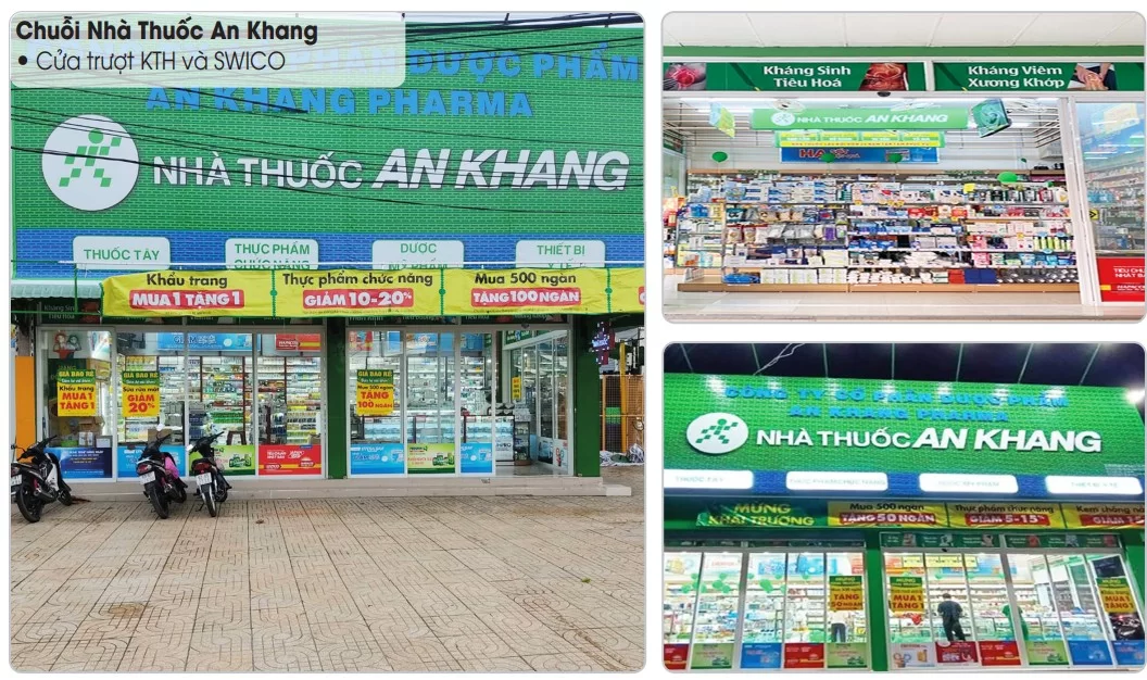 Nhà thuốc An Khang – Giải pháp cửa trượt tự động KTH & SWICO