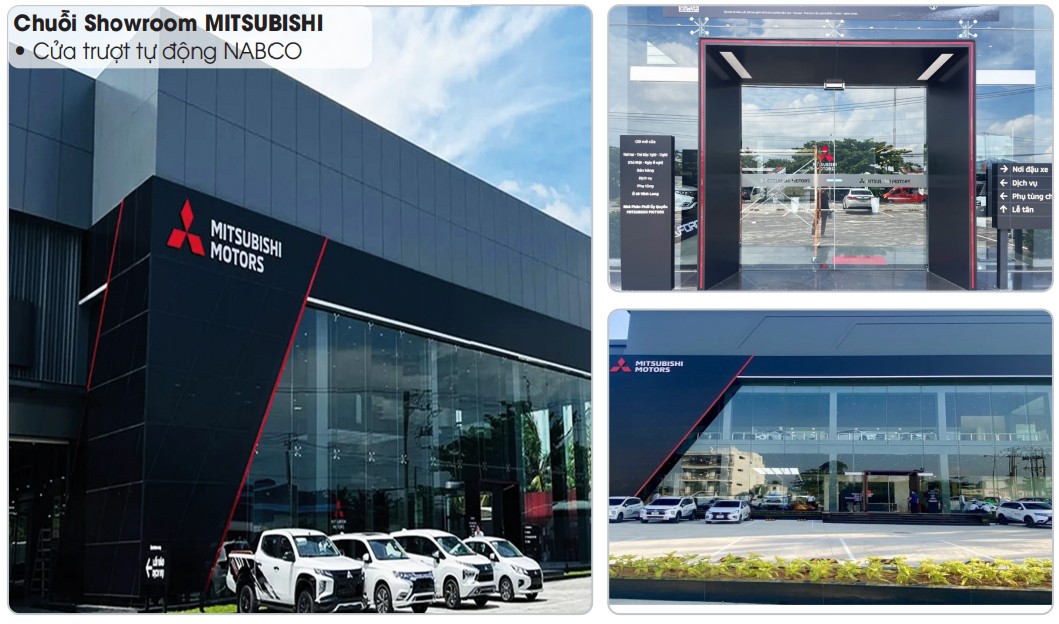 Chuỗi Showroom Mitsubishi lắp cửa trượt tự động Nabco