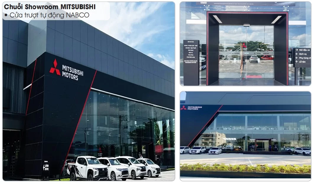 Chuỗi Showroom Mitsubishi lắp cửa trượt tự động Nabco