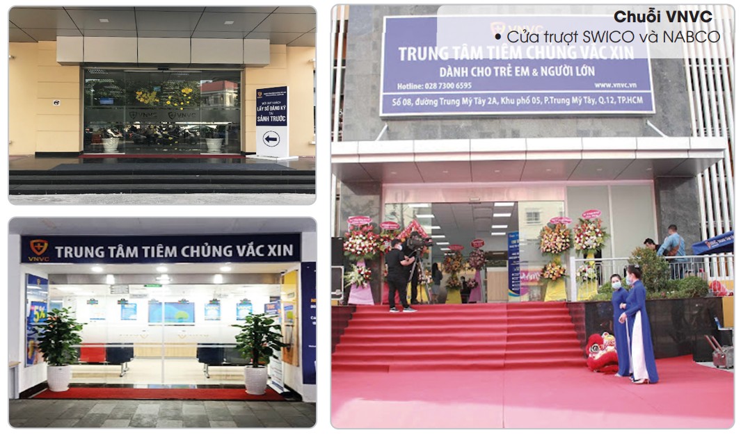 Lắp đặt cửa trượt tự động Nabco và SWICO Trung tâm tiêm chủng VNVC