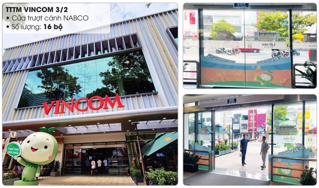 TTTM Vincom 3/2 – Lắp đặt 16 bộ cửa trượt tự động NABCO