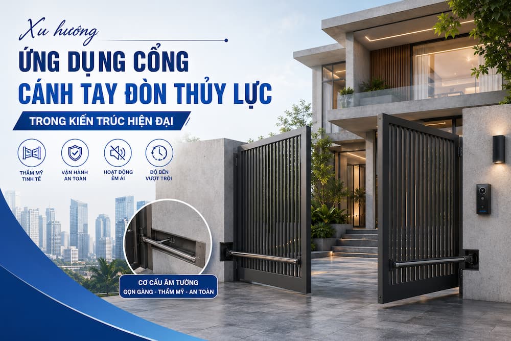 Xu hướng ứng dụng cổng cánh tay đòn thủy lực trong kiến trúc hiện đại