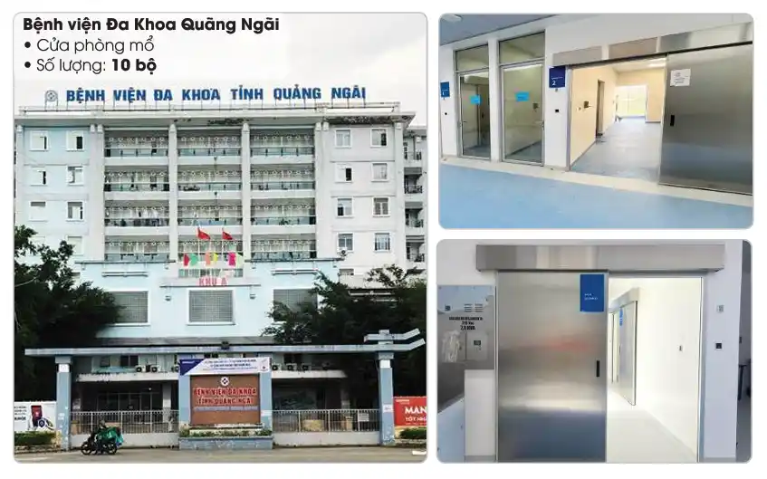 Hệ thống cửa phòng mổ inox tại Bệnh viện Đa Khoa Tỉnh Quảng Ngãi do Bảo Phúc lắp đặt