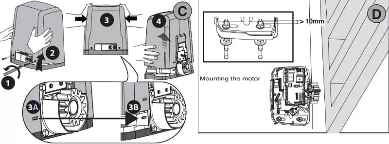 Gắn motor vào cánh cổng