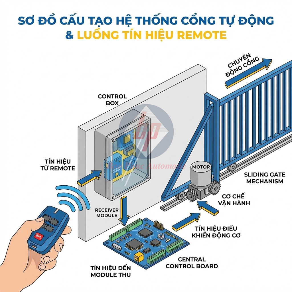 SƠ ĐỒ CẤU TẠO HỆ THỐNG CỔNG TỰ ĐỘNG & LUỒNG TÍN HIỆU REMOTE
