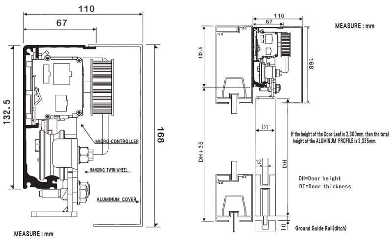 Bản vẽ chi tiết lắp đặt cửa tự động kth th-3