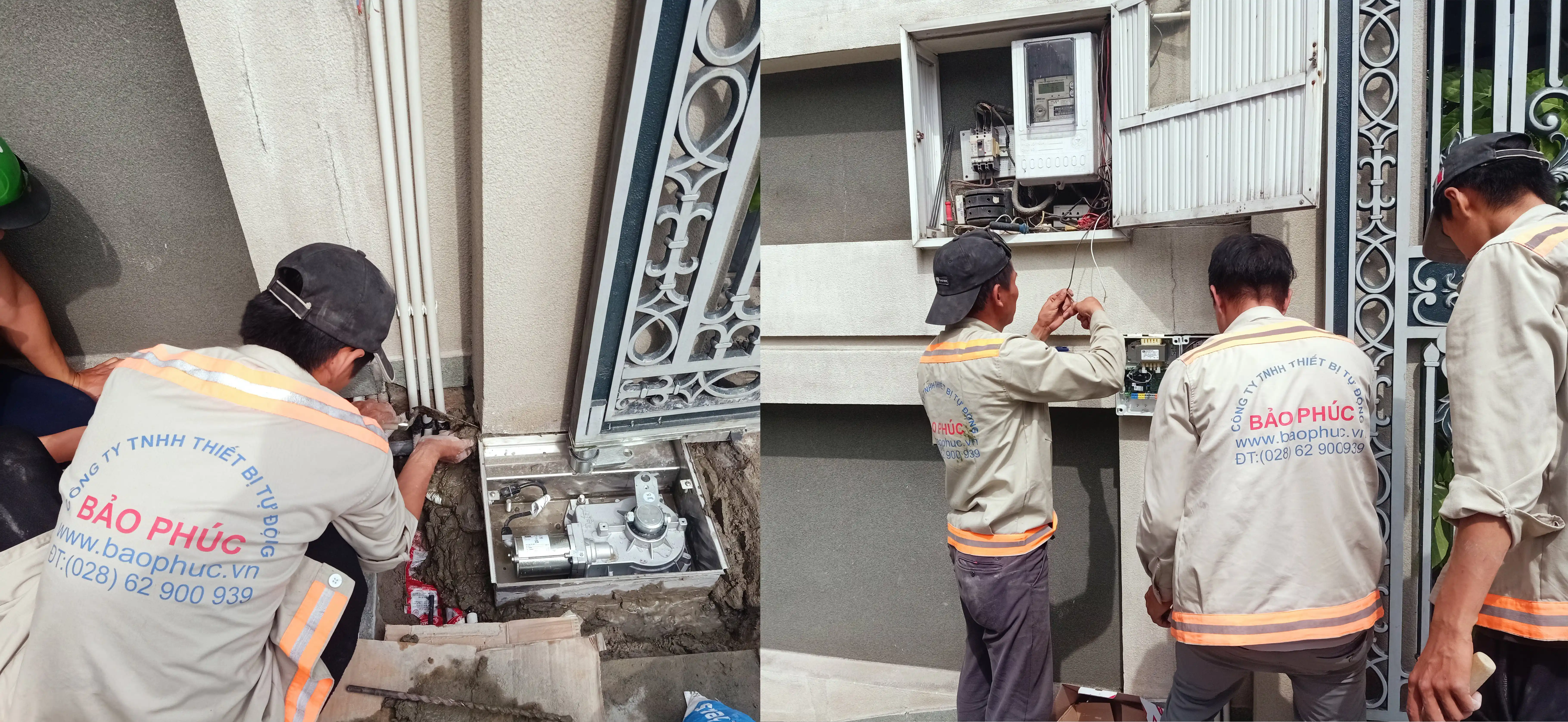 Kỹ thuật viên Bảo Phúc bảo trì cổng tự động âm sàn