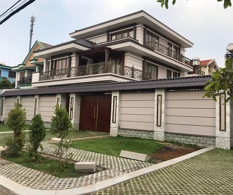 Mẫu cổng gỗ tự động biệt thự