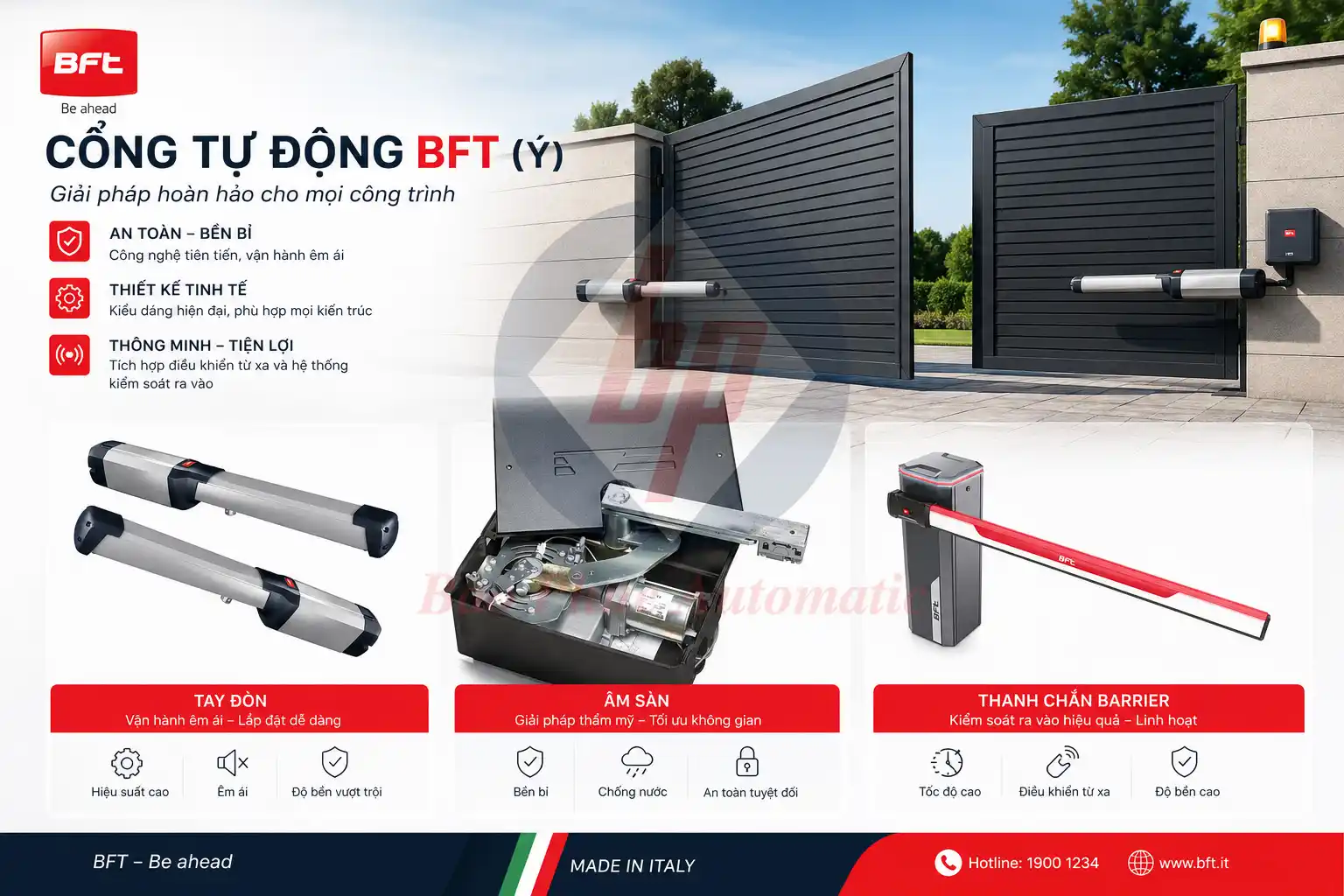 Cổng tự động BFT chính hãng nhập khẩu từ Ý - lắp đặt tại TP.HCM bởi Bảo Phúc