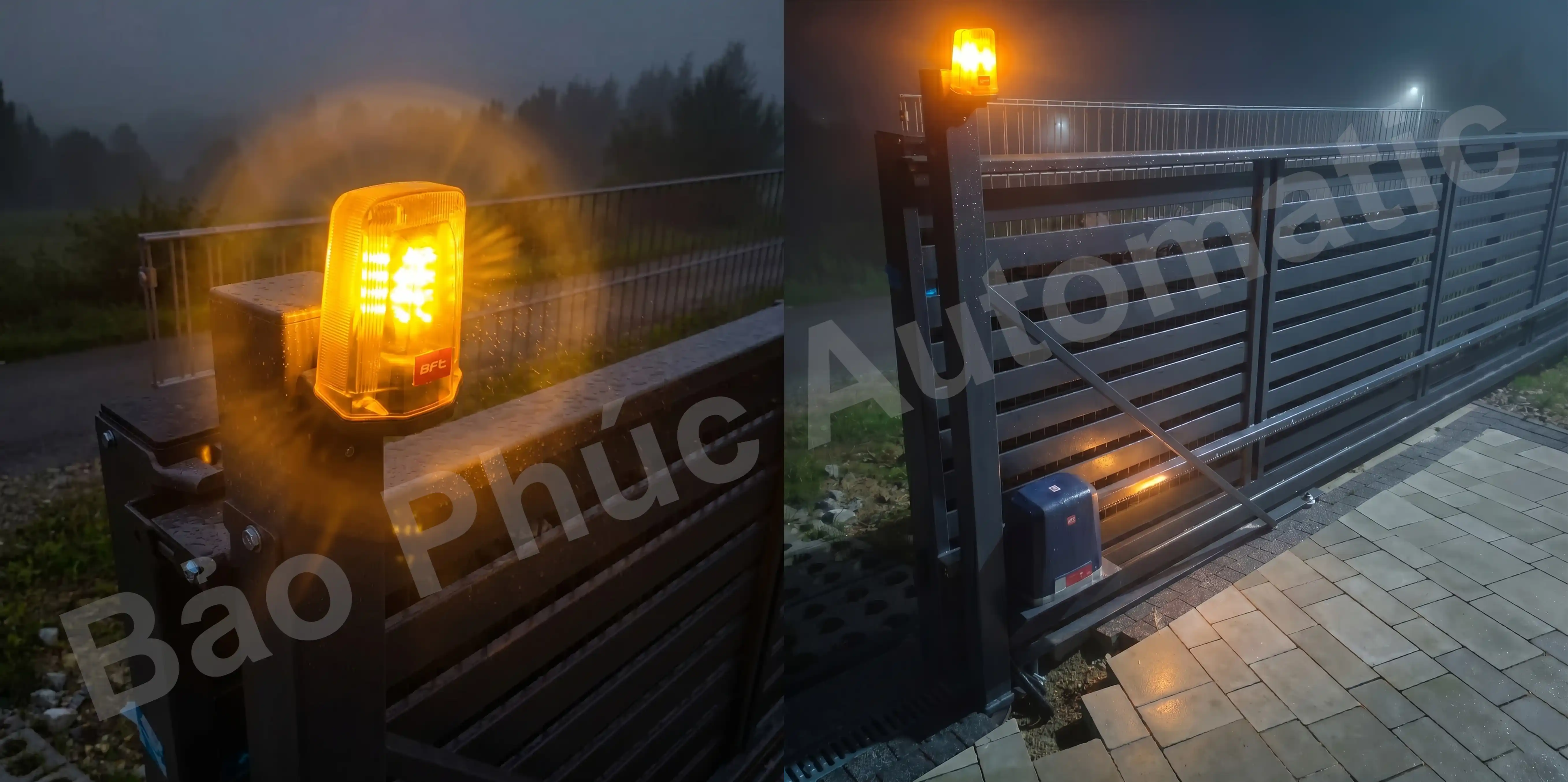 Đèn báo cổng tự động nhấp nháy cảnh báo an toàn ban đêm sương mù