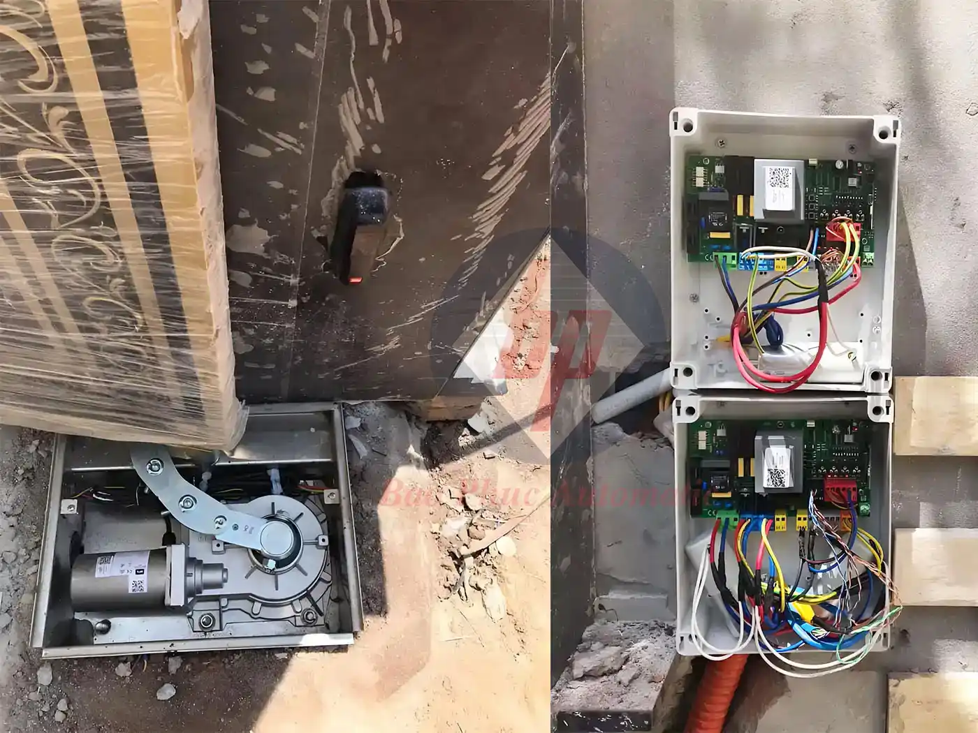 hình ảnh thi công thực tế cổng tư động âm sàn