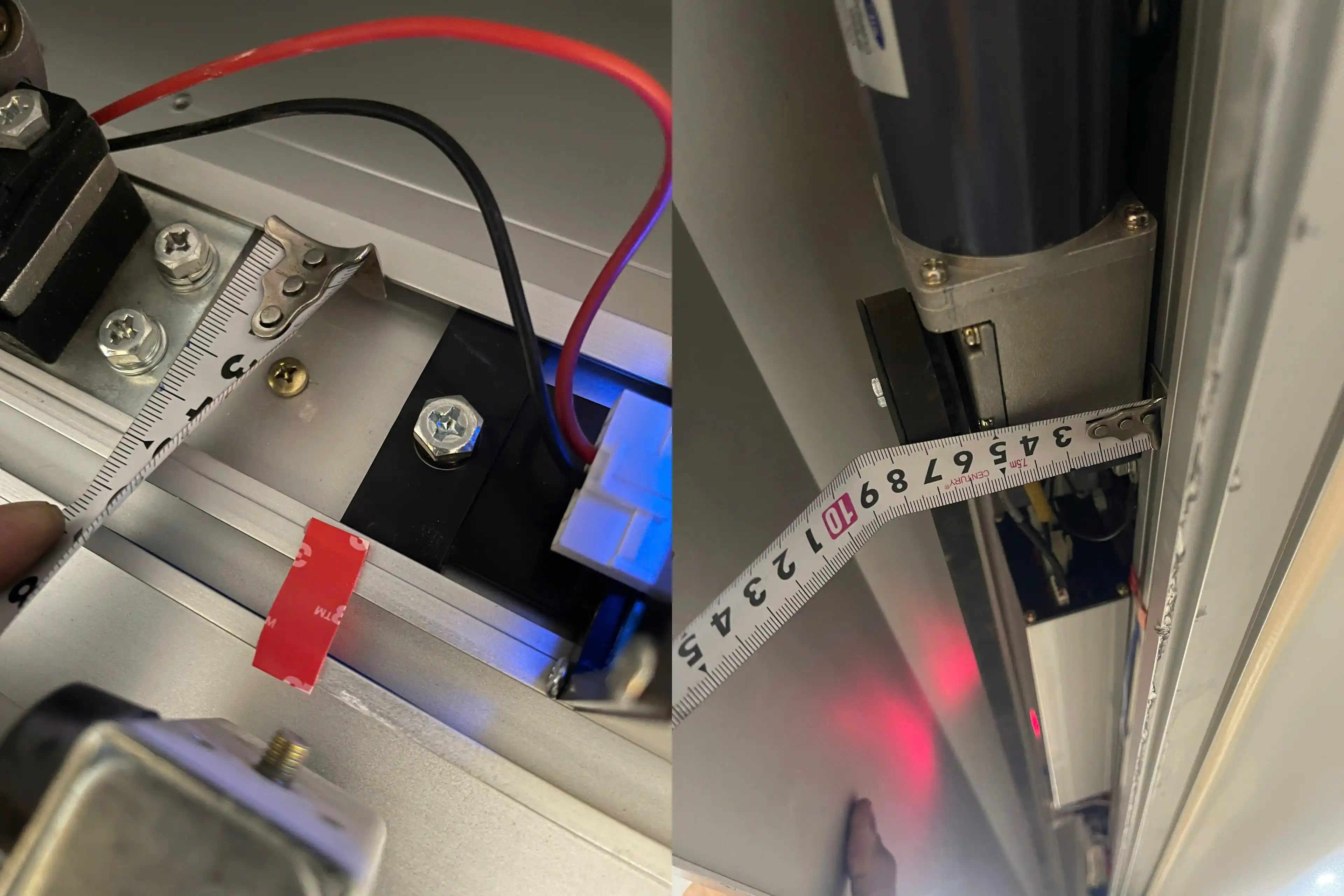 kỹ thuật viên đo kích thước ray cửa trượt tự động để chọn đúng bánh xe phù hợp