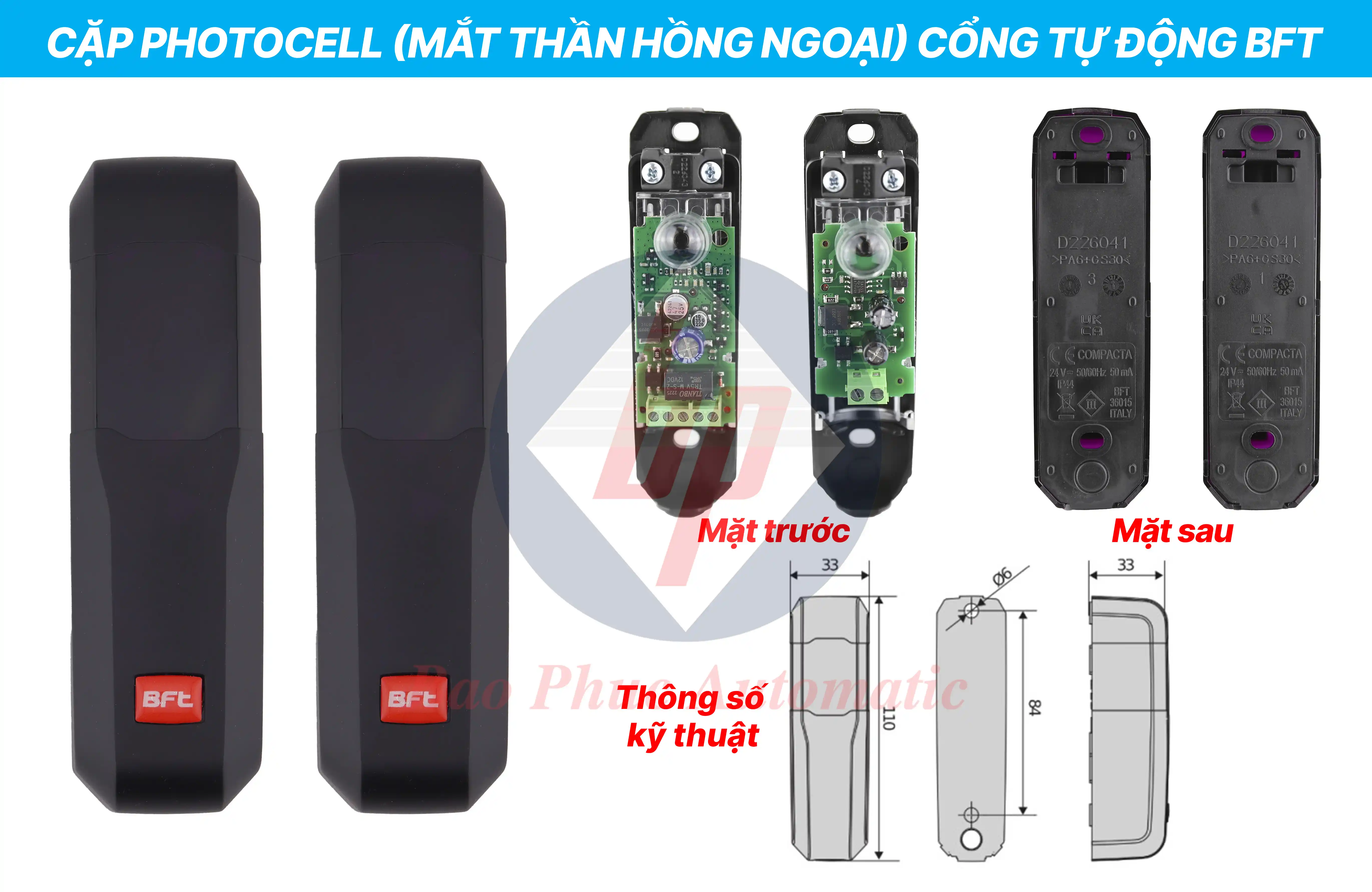 Cặp photocell (mắt thần hồng ngoại) cảm biến an toàn cho cổng tự động