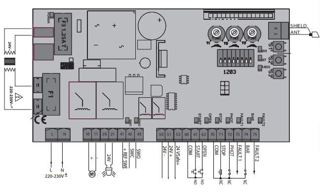 Mô hình đấu dây điện cho bộ điều khiển Deimos A600