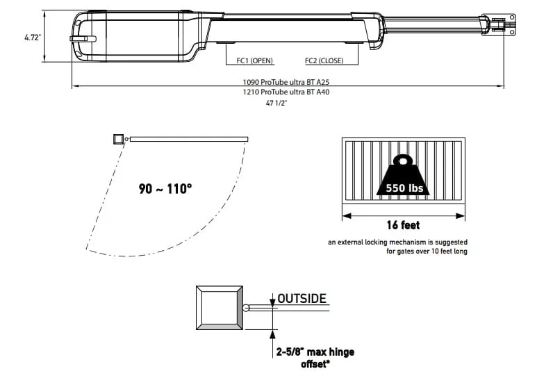Sơ đồ lắp đặt cổng tự động tay đòn Kustos