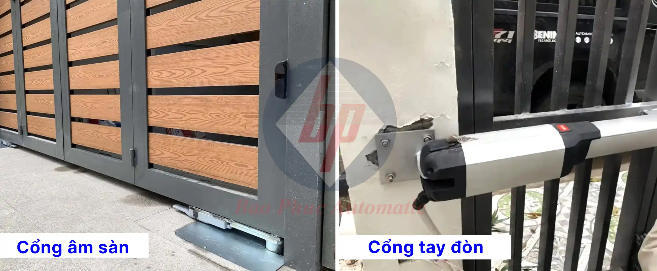 So sánh cổng tự động âm sàn và cổng tay đòn về thẩm mỹ