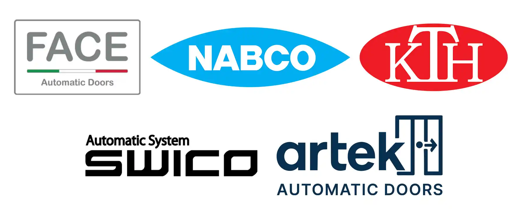 Các thương hiệu cửa tự động chính hãng uy tín: FACE Ý, NABCO Nhật, SWICO Hàn Quốc, KTH Đài Loan