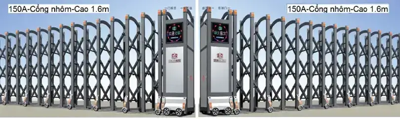 Cổng xếp nhôm đúc tự động
