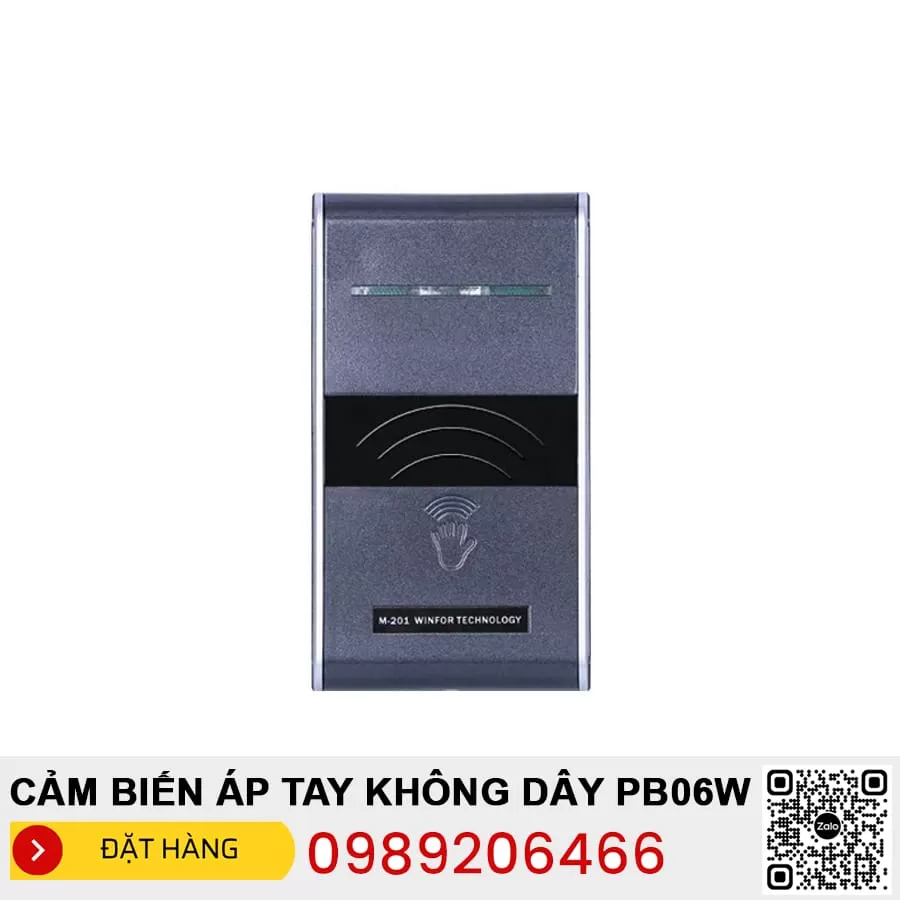 Cảm biến áp tay không dây PB06W - CHỮ NHẬT ĐEN, gồm: 01 hộp thu  + 2 nút